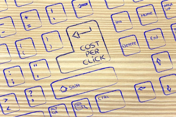 Teclado del ordenador con tecla especial: costo por clic —  Fotos de Stock