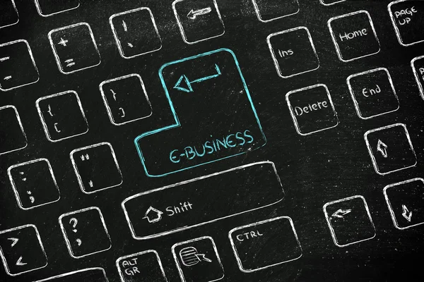 Teclado de computador com chave especial: e-business — Fotografia de Stock