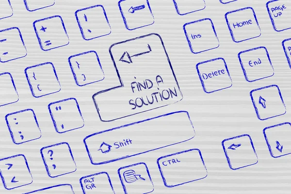 Computer keyboard with special key: find a solution — Stock Photo, Image