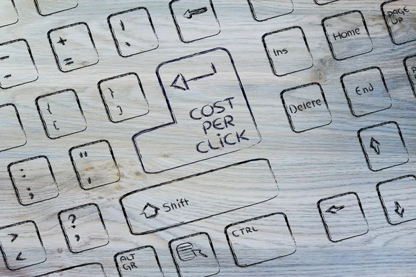 Computer keyboard with special key: cost per click — Stock Photo, Image