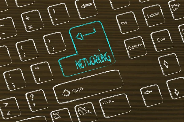 Computer keyboard with special key: networking — Stock Photo, Image