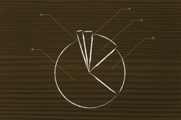 Estatísticas de negócios: gráfico de gráfico de pizza — Fotografia de Stock