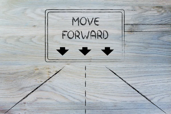 Highway signal with message: move forward — Stock Photo, Image