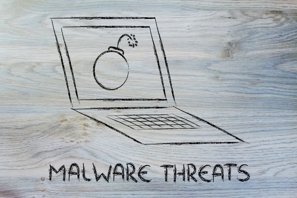 Internet security and malware threats, bomb inside pc — Stock Photo, Image