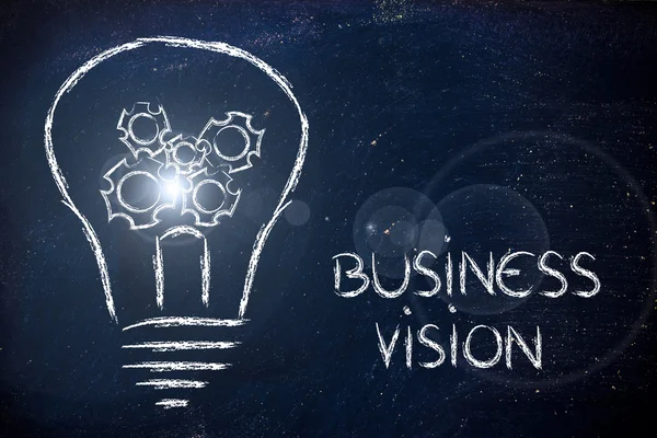 Business vision, glödlampa med kugghjul — Stockfoto