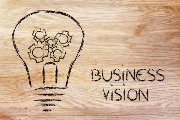 Business vision, lightbulb with gearwheels — Stock Photo, Image