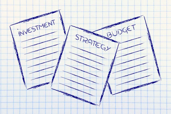Business documents: investment, strategy, budget — Stock Photo, Image