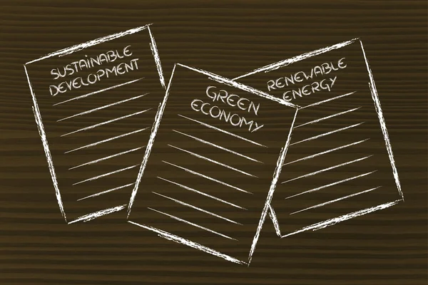 Dokumenty firmy: zrównoważony rozwój, zielonej gospodarki, rene — Zdjęcie stockowe