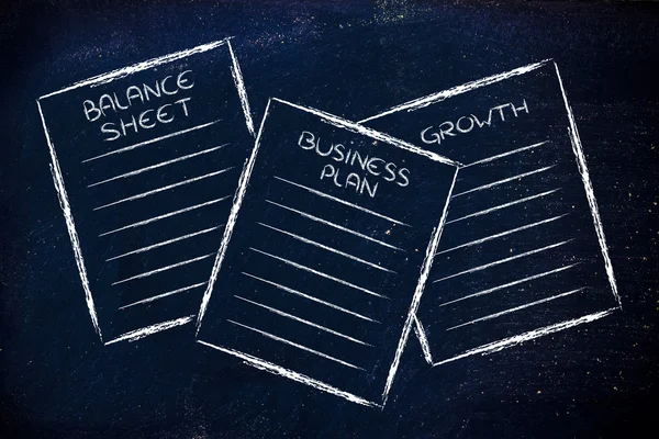 Documentos comerciales: balance, plan de negocios, crecimiento — Foto de Stock