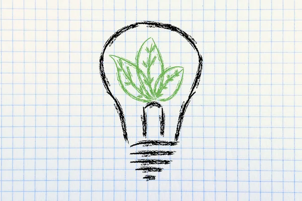 Green economy, leaves growing around an idea — Stock Photo, Image