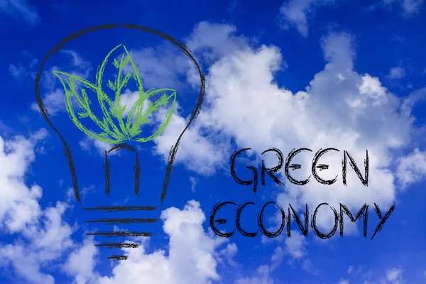 绿色经济，枝叶生长围绕一个想法 — 图库照片