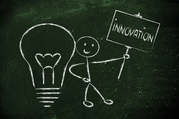 Homme avec des idées et des connaissances favorisant l'innovation — Photo