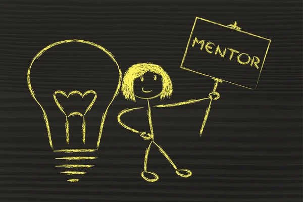 Menina com ideias e conhecimento: mentor — Fotografia de Stock