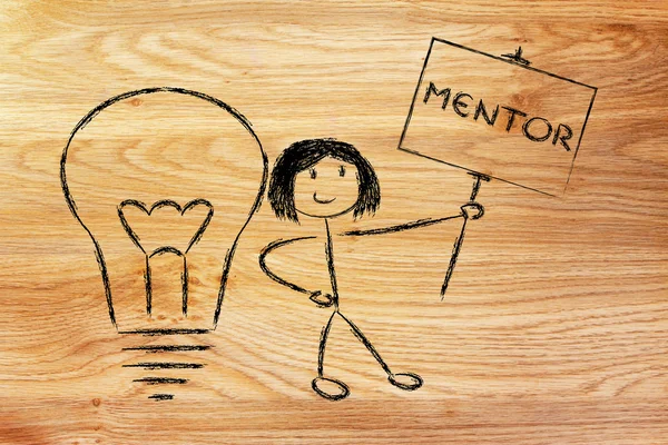 Flicka med idéer och kunskap: mentor — Stockfoto