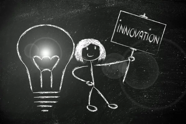 Ragazza con idee e conoscenze per promuovere l'innovazione — Foto Stock