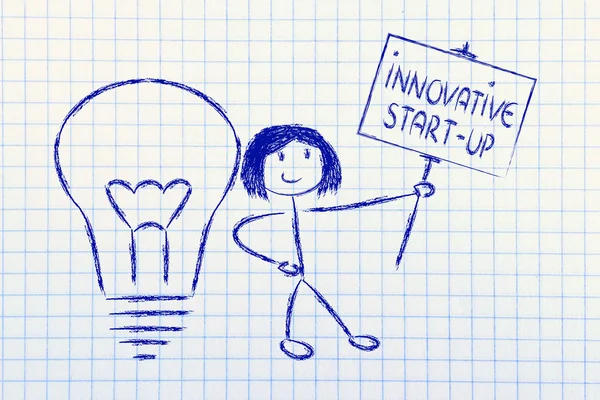 Girl with ideas and knowledge promoting an innovative start-up — Stock Photo, Image