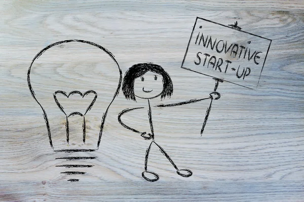 Girl with ideas and knowledge promoting an innovative start-up — Stock Photo, Image