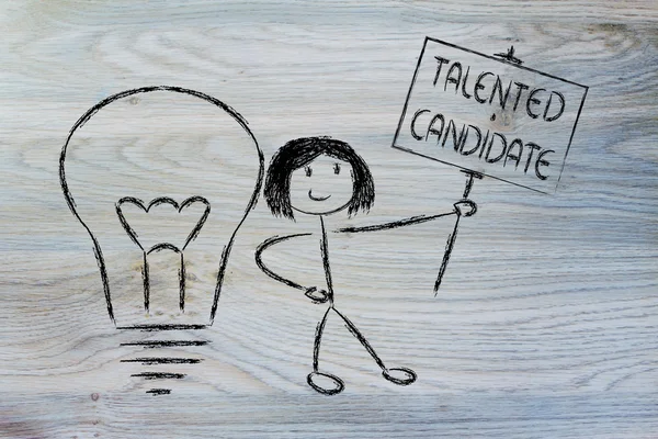 Flicka med idéer och kunskap: begåvade kandidat — Stockfoto