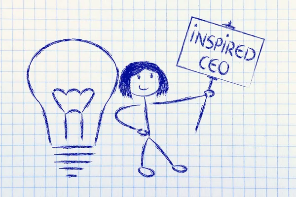 Girl with ideas and knowledge: inspired ceo — Stock Photo, Image