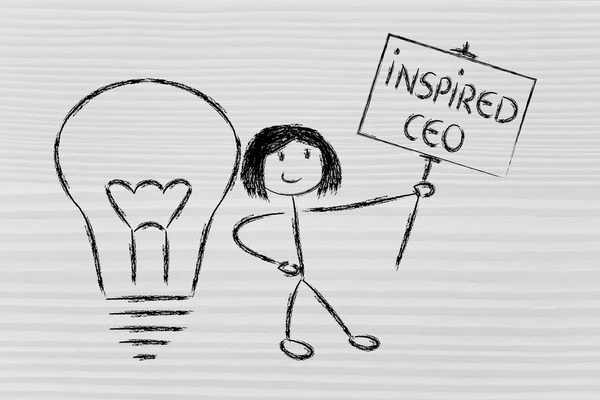 Girl with ideas and knowledge: inspired ceo — Stock Photo, Image