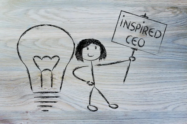 Girl with ideas and knowledge: inspired ceo — Stock Photo, Image