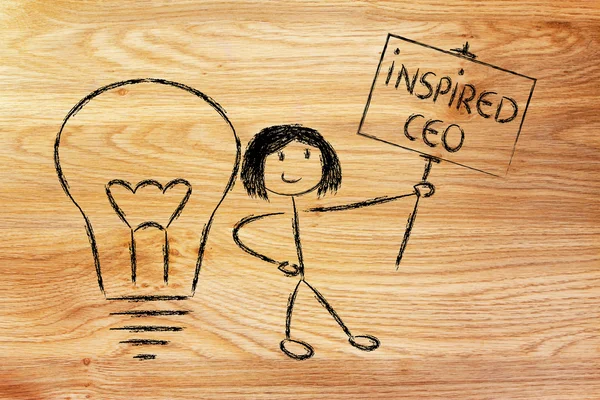 Girl with ideas and knowledge: inspired ceo — Stock Photo, Image