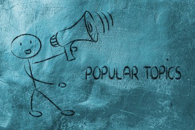 komik adam ile megafon: popüler konular