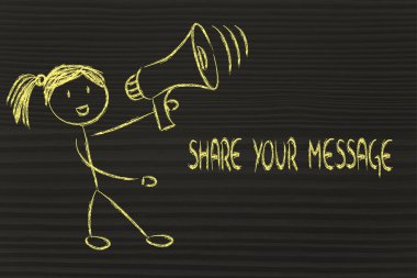 megafon ile kız: mesajınızı paylaşın