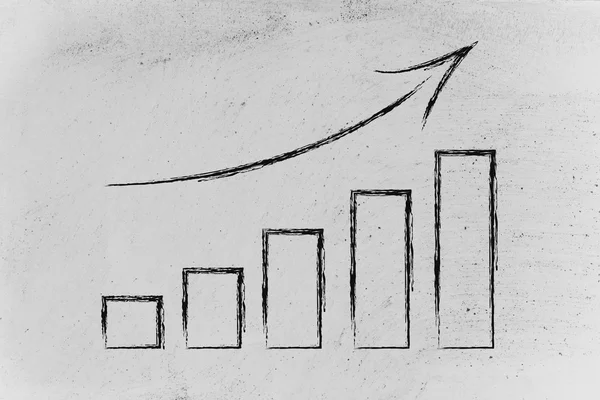 Stats graf visar tillväxt och positiva resultat — Stockfoto