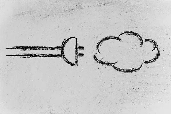 Croquis de plug and cloud, concept de cloud computing — Photo