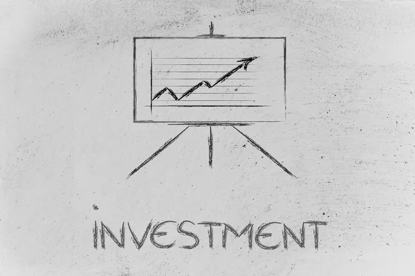 Möte rum whiteboard stå med positiv statistik diagram — Stockfoto