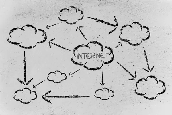 Internet, computación en nube y transferencia de datos — Foto de Stock