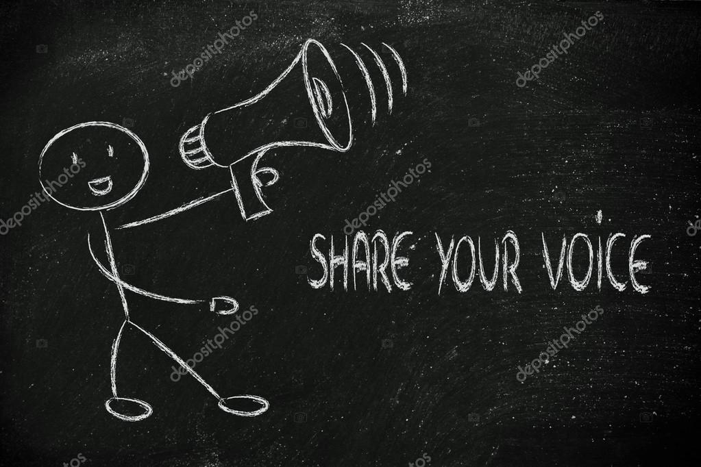 Funny Man With Megaphone Share Your Voice Stock Photo By C Faithie 45255055