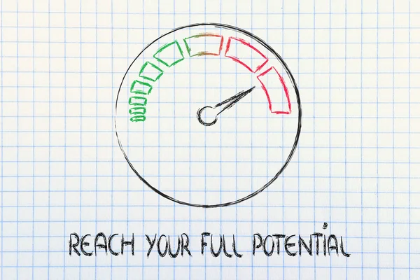 Hız göstergesi ve hızlı başarı: potansiyeline ulas — Stok fotoğraf