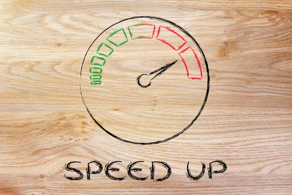 Prędkościomierz i szybki sukces: przyspieszenie — Zdjęcie stockowe
