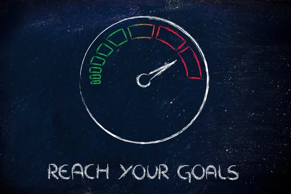 Speedometer and fast success: reach your goals — Stock Photo, Image