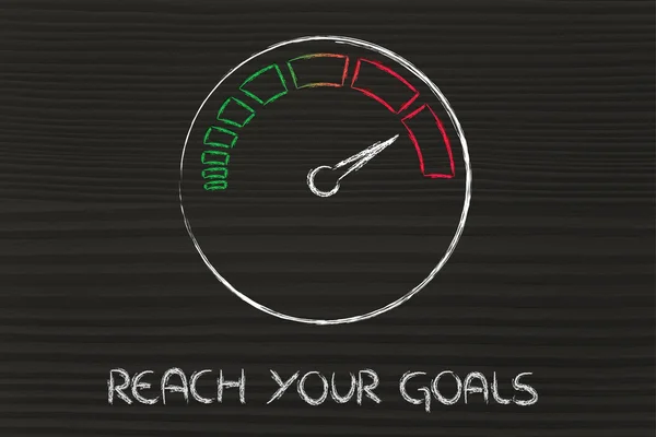 Speedometer and fast success: reach your goals — Stock Photo, Image
