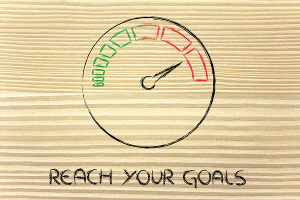 Speedometer and fast success: reach your goals — Stock Photo, Image