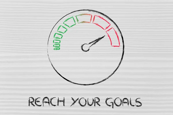 Speedometer and fast success: reach your goals — Stock Photo, Image