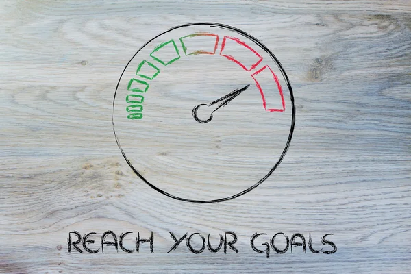 Speedometer and fast success: reach your goals — Stock Photo, Image