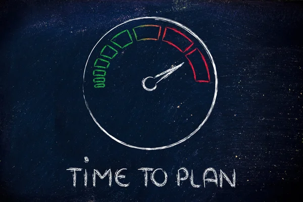 Speedometer and fast success: time to plan — Stock Photo, Image