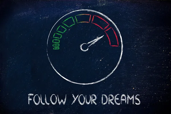 Velocímetro e rápido sucesso: siga seus sonhos — Fotografia de Stock