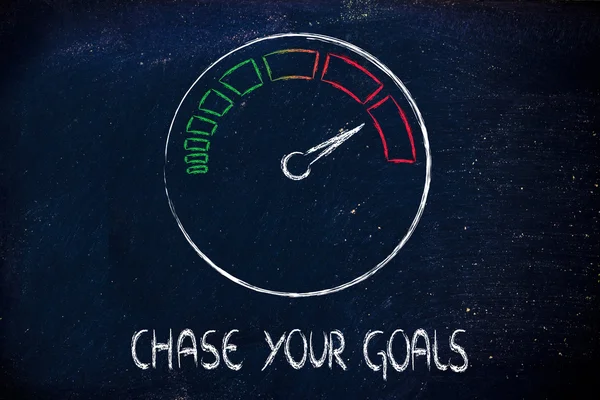 Speedometer and fast success: chase your goals — Stock Photo, Image