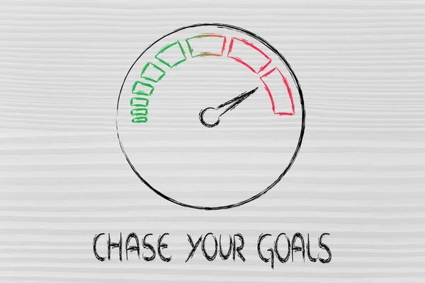 Speedometer and fast success: chase your goals — Stock Photo, Image