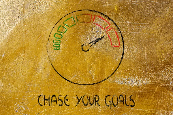 Speedometer and fast success: chase your goals — Stock Photo, Image