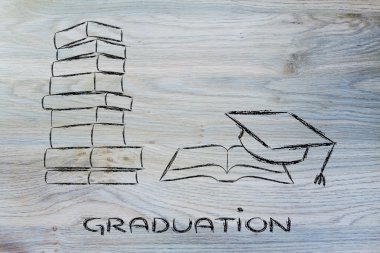Books and graduation cap clipart