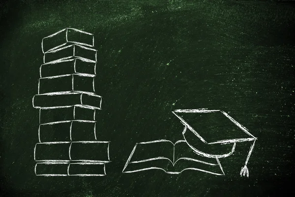 Books and graduation cap — Stock Photo, Image