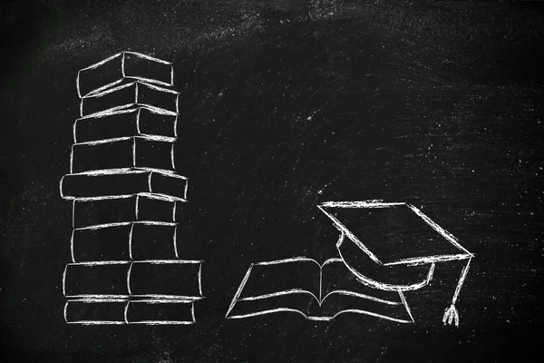 Books and graduation cap — Stock Photo, Image