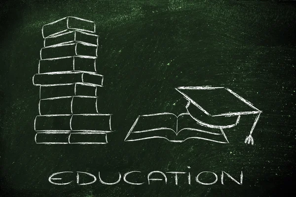 Books and graduation cap — Stock Photo, Image