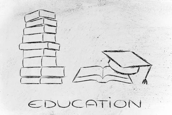 Books and graduation cap — Stock Photo, Image